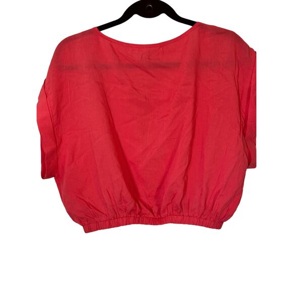 Solitaire Red Cotton Cap Sleeve Crop Top Medium - Picture 2 of 5